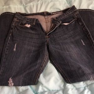 dark blue bootcut jeans